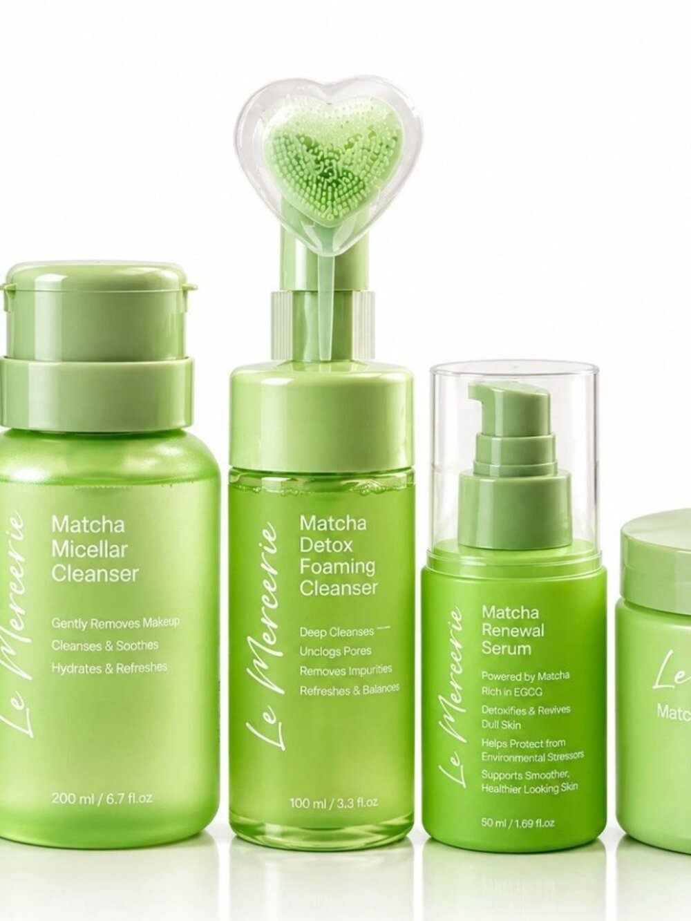 Le Mercerie Matcha 5-Pc Skincare Set: Balm, Micellar, Foam, Serum, Eye Roll-On